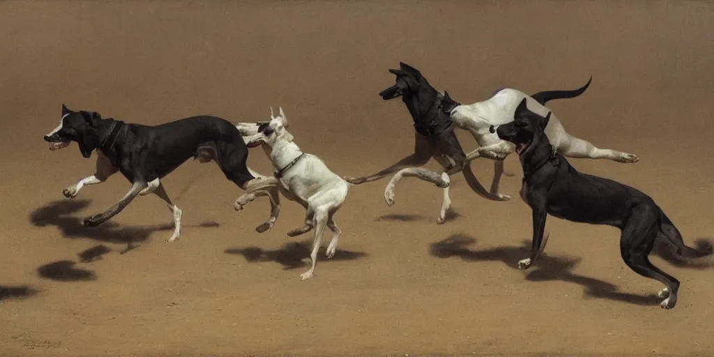 Image similar to white greyhounds running in the night dessert, by john charles dollman and nicola samori, highly detailed, realistic. dark atmosphere