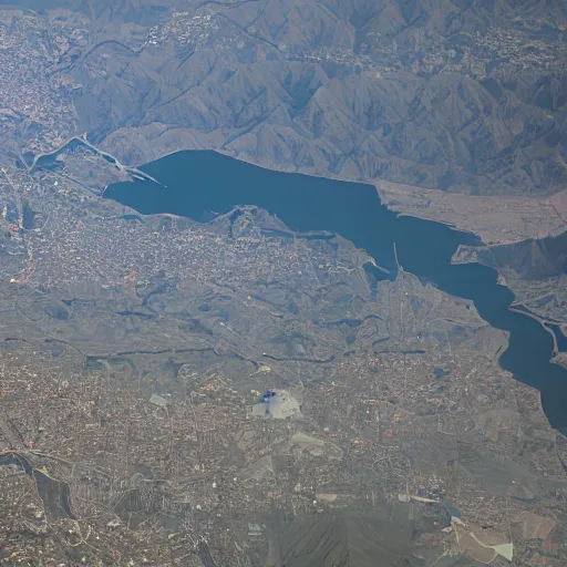 Prompt: satellite photo of santiago de chile and surrounding region