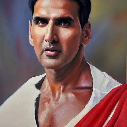 Prompt: a realistic painting by Raffaello Sanzi depicting handsome Akshay Kumar in assamese traditional bihu dress with gamosa, smooth,Sharp focus, trending on Artstation.