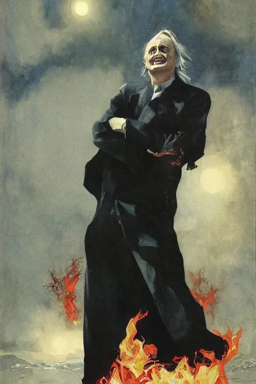 Image similar to portrait of Richard Dawkins as Satan, by Robert McGinnis