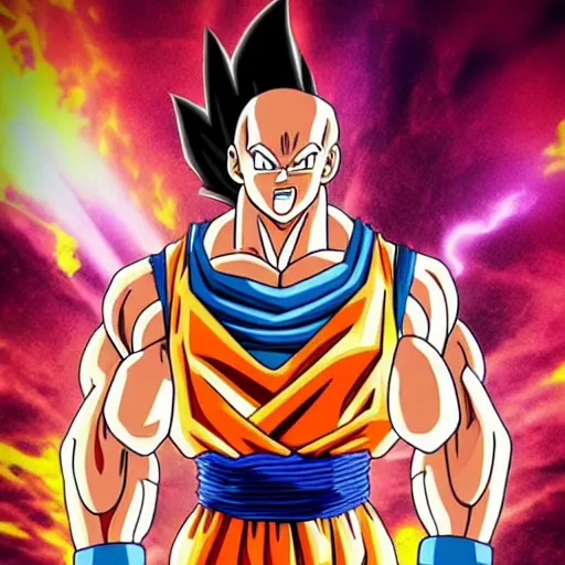 Image similar to dwayne johnson as character from dragon ball z cartoon