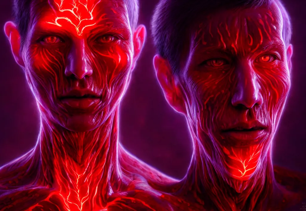 Prompt: blood veins, meat ,red glowing fractal mandala purple dark fine lines by wangchen-cg, 王琛, Neil blevins, Denis Sarazhin, matte painting, greg rutkowski, thomas kinkade, Artoast8P, Trending on artstation. 4k . realistic facial proportions, defined features