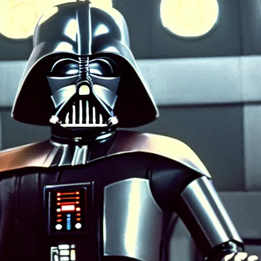 Image similar to movie still of c 3 po as darth vader star wars ( 1 9 7 7 )