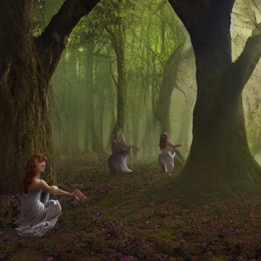Image similar to a serene forest of faeries