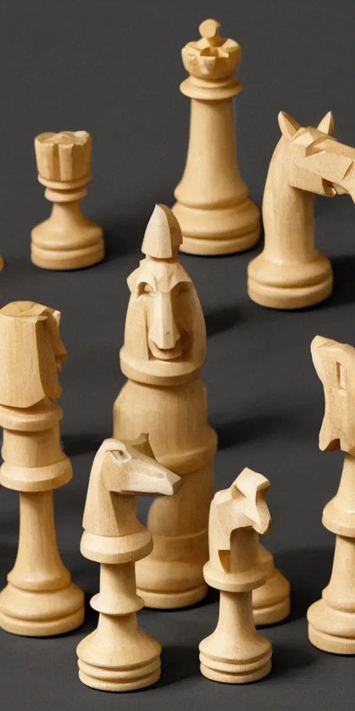 Image similar to a set of chess pieces carved to look like anthropomorphic animals