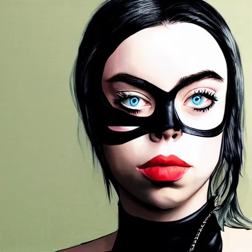 Prompt: A portrait of Billie Eilish as Catwoman