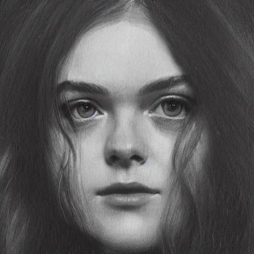 Prompt: professional painting of Elle Fanning in the style of Anders Zorn, head and shoulders portrait, symmetrical facial features, smooth, sharp focus, illustration, intricate, stormy weather, extremely detailed masterpiece,