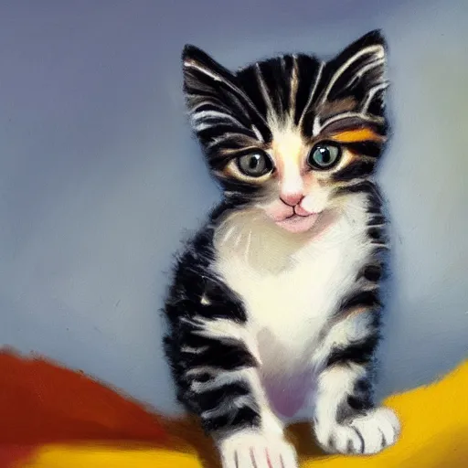 Prompt: an oil painting of a kitten