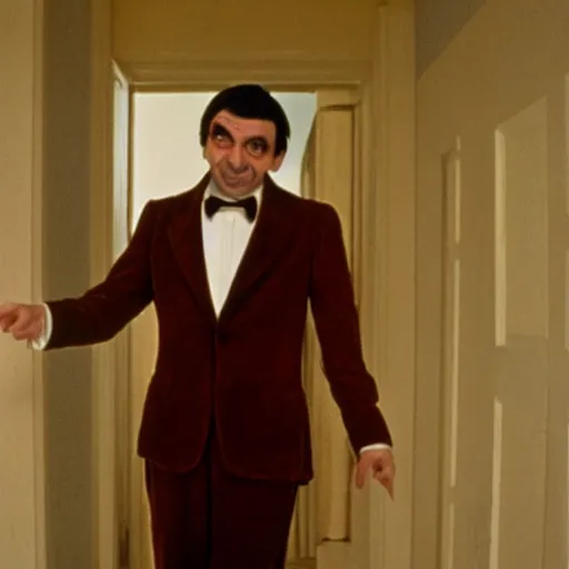 Image similar to A still of Mr Bean in The Shining