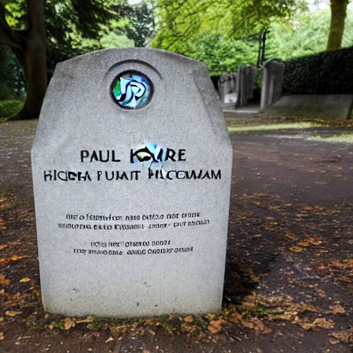 Image similar to paul krugman, a victim of great bitcoin flu, grave at highgate cemetery in london