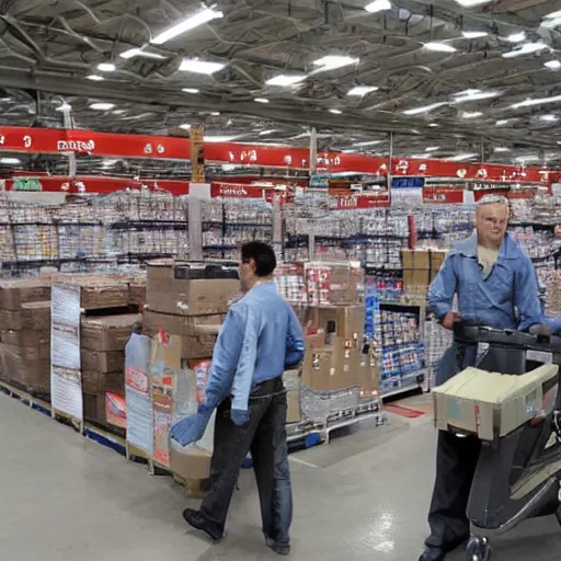 Prompt: a costco entirely staffed by robots