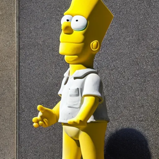 Image similar to an ancient statue of bart simpson