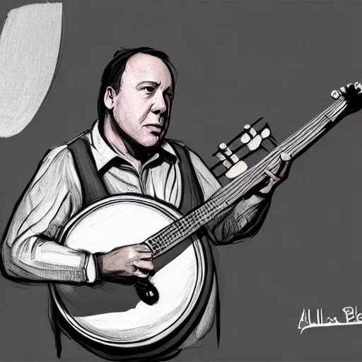 Image similar to Alex Jones playing a banjo, concept art, trending on artstation, artstation HQ, HD, 4k