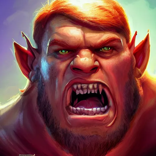 Image similar to Portrait of John Cena as a Warcraft orc, big fangs, angry face, mattepainting concept Blizzard pixar maya engine on stylized background splash comics global illumination lighting artstation lois van baarle, ilya kuvshinov, rossdraws