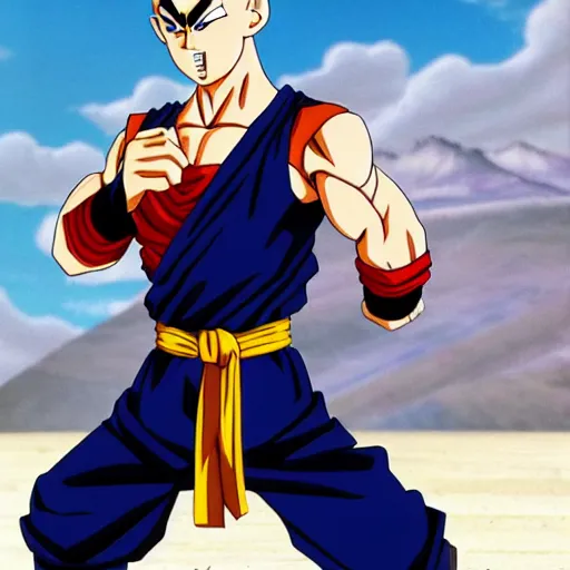 Image similar to kurdish! martial arts sensei in dragon ball z season 1, 8 k, high resolution, promotional