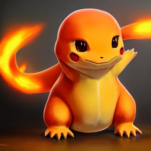 Image similar to highly realistic pokemon charmander, oil on canvas, intricate, portrait, 8 k highly professionally detailed, hdr, cgsociety