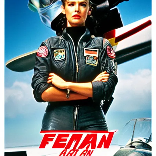 Prompt: female maverick from top gun, promo poster, movie poster