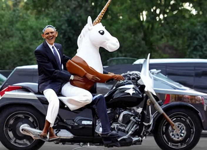 Image similar to obama riding an unicorn,.