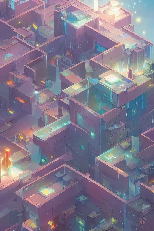 Image similar to Isometric cosmic building, by Jesper Ejsing, RHADS, Makoto Shinkai and Lois van baarle, ilya kuvshinov, rossdraws global illumination