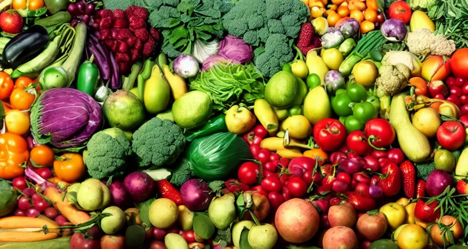 Prompt: film still of fresh fruits and vegetables making beats on fl studio