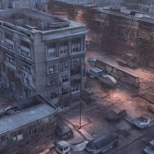 Prompt: an abandoned, decrepit city, dslr, 8 k, octane beautifully detailed render, cold lighting, cinematic lighting, detailed photo, masterpiece, volumetric lighting, ultra realistic, highly detailed, high quality, lossless, photorealistic