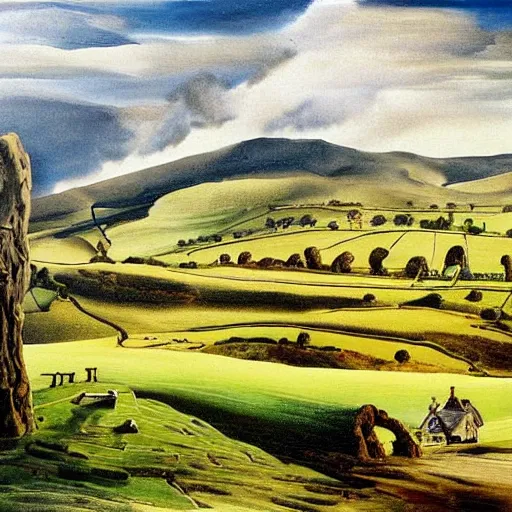 Image similar to Yorkshire dales painting by Salvador Dali