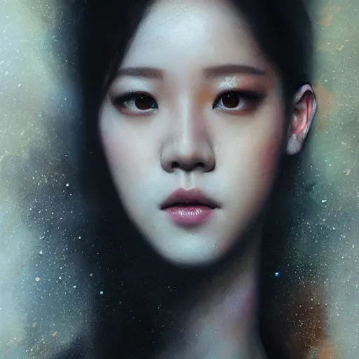 Prompt: jisoo of blackpink, snake, hyperrealistic portrait, bladerunner street, by karol bak and agnes cecile, album cover, fantasy art, photo realistic, dynamic lighting, artstation, poster, volumetric lighting, very detailed face, 8 k, award winning