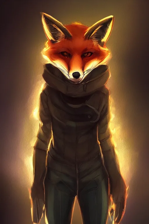 Image similar to a fox fursona, trending on artstation, by kawacy, furry art, digital art, cyberpunk, high quality, backlighting