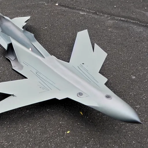 Image similar to a fighter jet made of floppy rubber