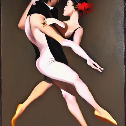 Image similar to a painting of when we're dancing nice and slow in the style of rolf armstrong