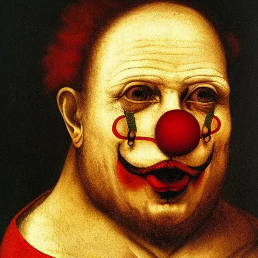 Image similar to communist clown portrait, da vinci