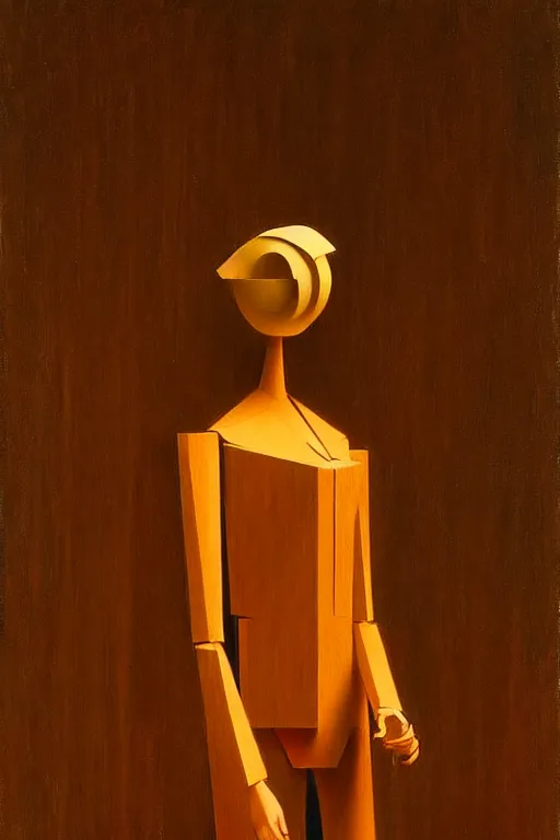 Image similar to a puppet made of wood, edward hopper and james gilleard zdzislaw beksisnski higly detailed