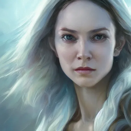 Image similar to portrait of a swedish woman ( 3 5 ) from sweden in 2 0 2 1, an oil painting by ross tran and thomas kincade