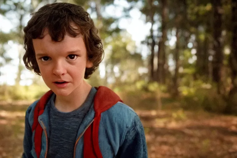 Image similar to film still of Henry Thomas (Elliot from ET) as Mikey in stranger things, 4k