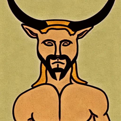 Image similar to horned god, paleolithic cave painting, tom of finland