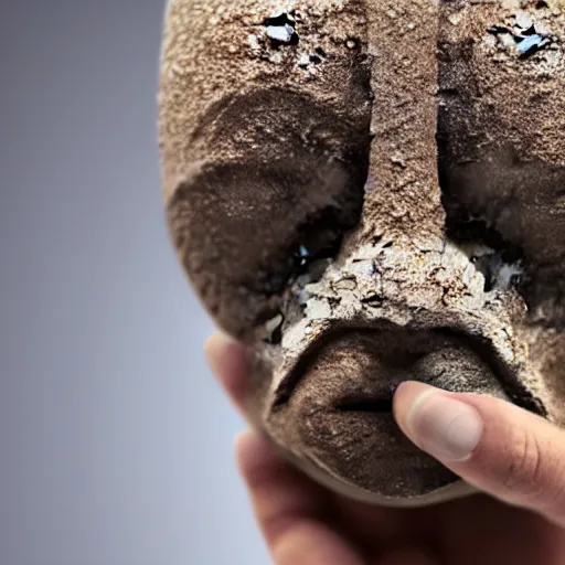 Image similar to hands holding a face made of sand vanishing, photorrealistic, 8 k