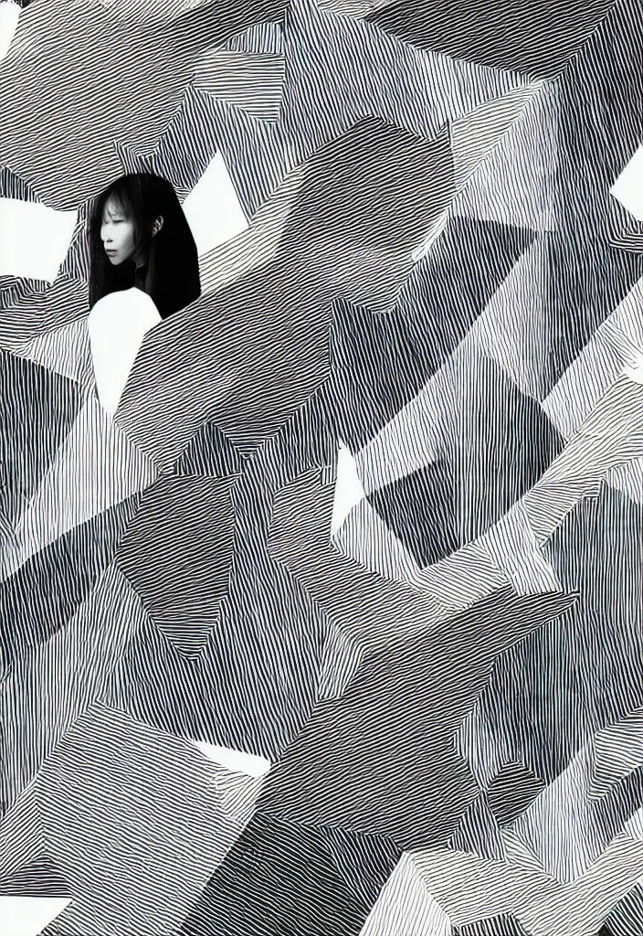 Image similar to graphic design by palefroi, nanae kawahara, damien tran, risoprint, elements in a composition, white space, greyscale, artwork