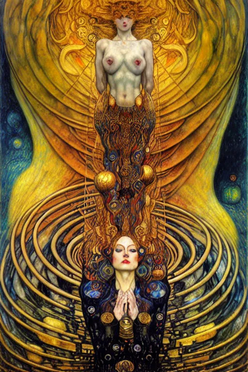 Image similar to Divine Chaos Engine by Karol Bak, Jean Delville, William Blake, Gustav Klimt, and Vincent Van Gogh, symbolist, visionary