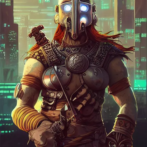 Image similar to cyberpunk viking helmet mask warrior goddess robot ninja fantasy, art gta 5 cover, official fanart behance hd artstation by jesper ejsing, by rhads, makoto shinkai and lois van baarle, ilya kuvshinov, ossdraws