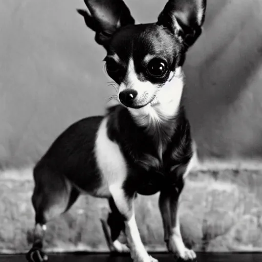 Image similar to chihuahua in the navy black and white photo vintage