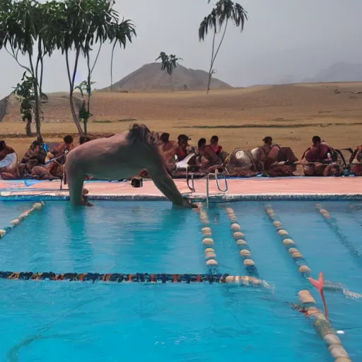 Image similar to achilles in a swimming pool in peru, photo