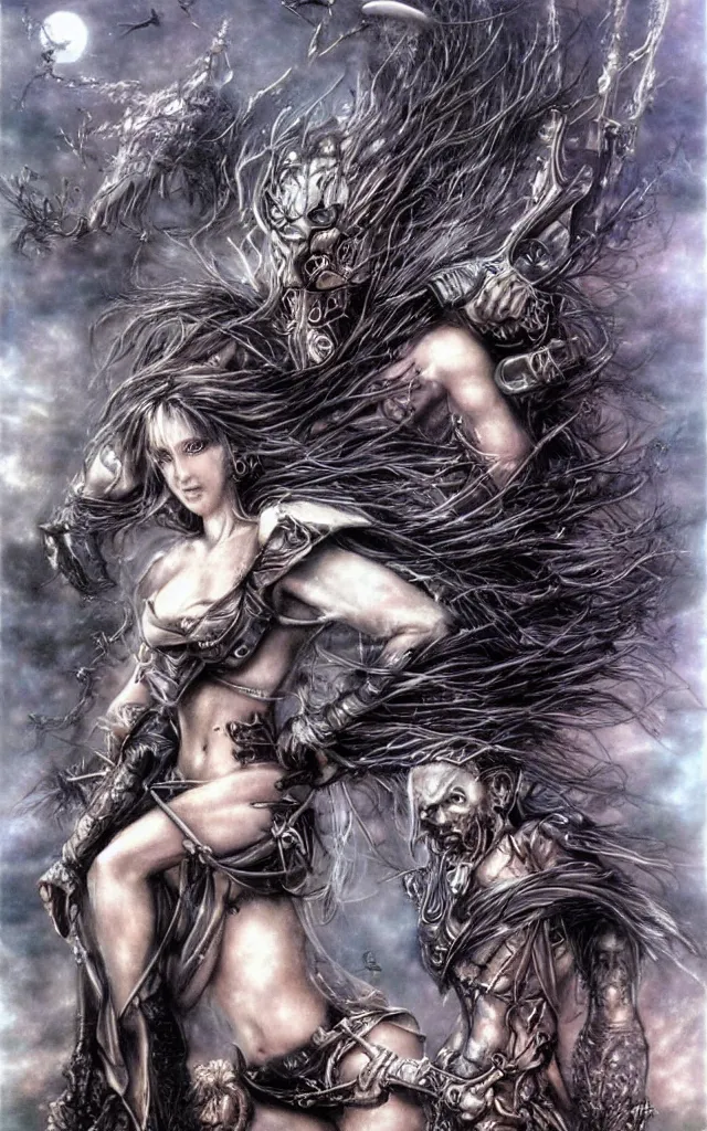 Prompt: an old man sky heavy metal airbrush fantasy 80s by luis royo, masterpiece