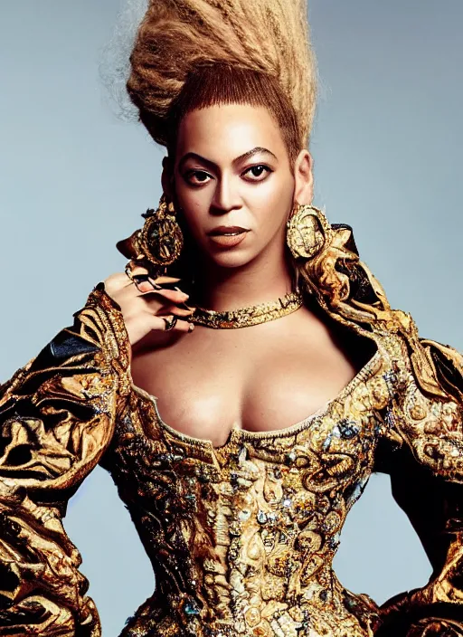 Prompt: beyonce styled by nick knight posing renaissance style , vogue magazine, Highly realistic. High resolution. Highly detailed. Dramatic. 8k.4k.