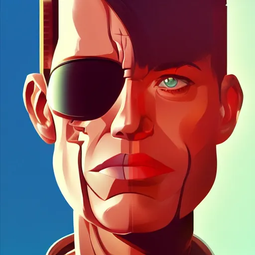 Image similar to face icon stylized minimalist the terminator, loftis, cory behance hd by jesper ejsing, by rhads, makoto shinkai and lois van baarle, ilya kuvshinov, rossdraws global illumination