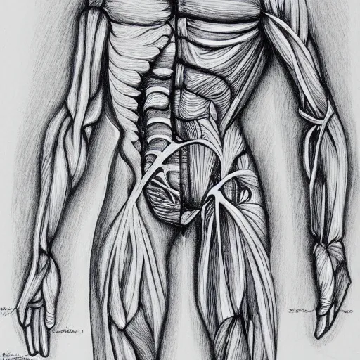 Image similar to human anatomy for artists, pen sketch