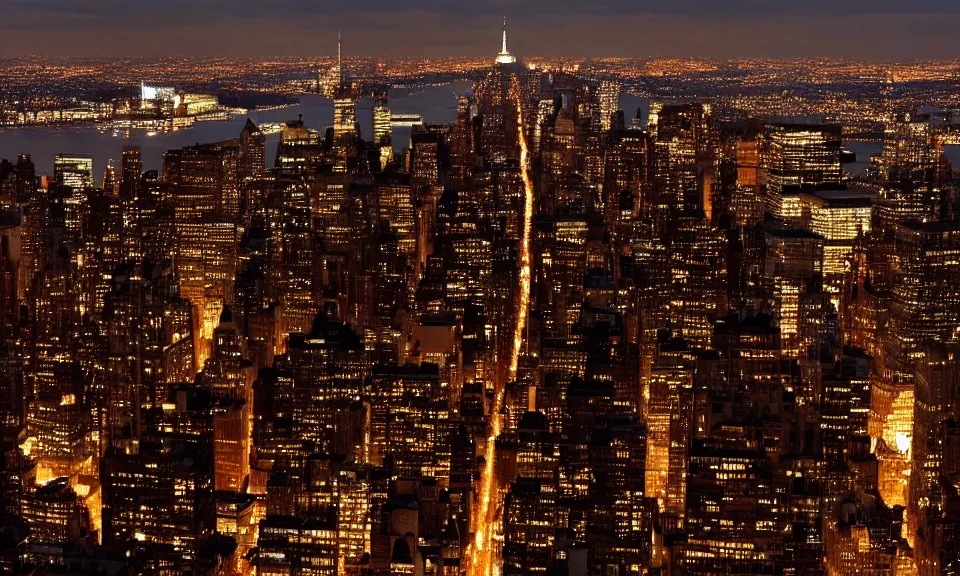 Image similar to photo of new york city at night, 4k, grainy, panasonic