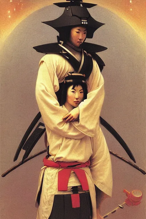 Image similar to a samurai in space, by bouguereau