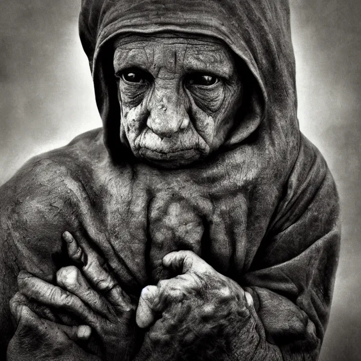 Prompt: golem, by lee jeffries, gelatin silver process,