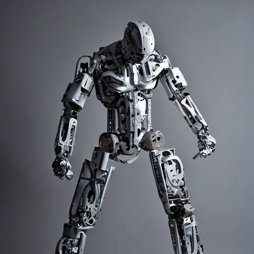 Prompt: papier - mache cyborg. studio lighting, canon 5 d 5 0 mm lens