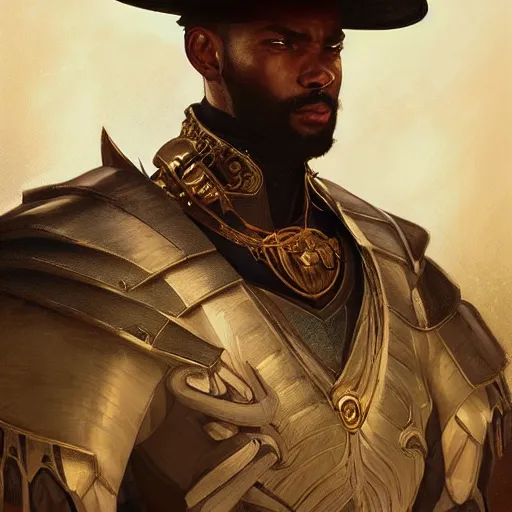 Image similar to portrait of slave knight josiah, elegant, intricate, headshot, highly detailed, digital painting, artstation, concept art, sharp focus, illustration, art by artgerm and greg rutkowski and alphonse mucha